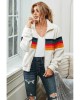 Rainbow Stripes White Sherpa Jacket Coat