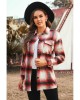 Red Turn down Neck Plaid Pocket Button Closure Coat - from category Jackets & Coats