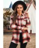 Red Turn down Neck Plaid Pocket Button Closure Coat - from category Jackets & Coats