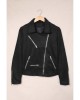 Black Zipped Notch Collar Short Jacket