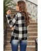 Plaid Long Sleeve Asymmetric Collar Open Front Coat 