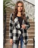 Plaid Long Sleeve Asymmetric Collar Open Front Coat 