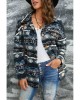 Blue Tribal Print Pocket Buttoned Sherpa Jacket - from category Jackets & Coats