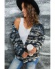 Blue Tribal Print Pocket Buttoned Sherpa Jacket - from category Jackets & Coats