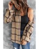 Brown Button-up Long Sleeve Plaid Shacket - from category Jackets & Coats