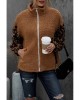 Brown Leopard Raglan Sleeve Zipped Sherpa Coat - from category Jackets & Coats