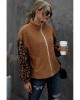 Brown Leopard Raglan Sleeve Zipped Sherpa Coat - from category Jackets & Coats