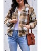 Brown Plaid Print Sherpa Jacket Coat