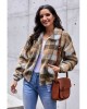 Brown Plaid Print Sherpa Jacket Coat