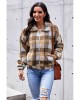 Brown Plaid Print Sherpa Jacket Coat