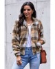 Brown Plaid Print Sherpa Jacket Coat