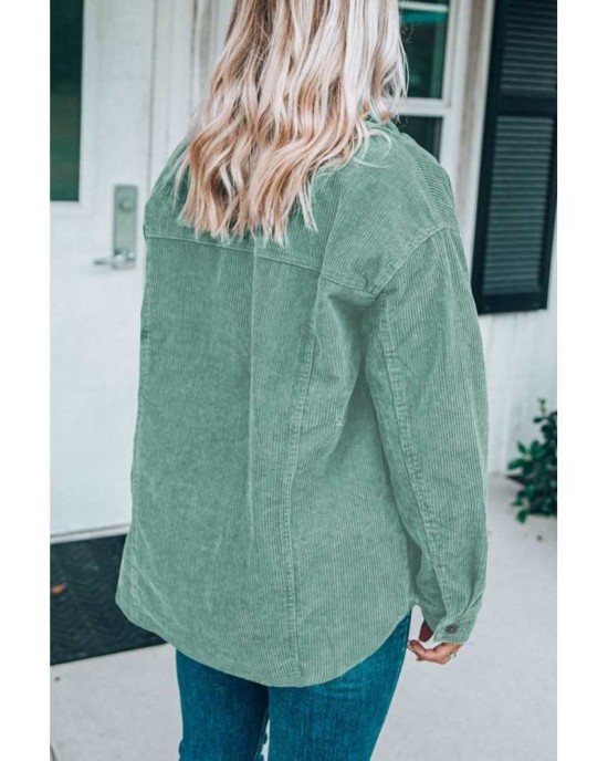 Green Pocket Buttons Corduroy Jacket - from category Jackets & Coats