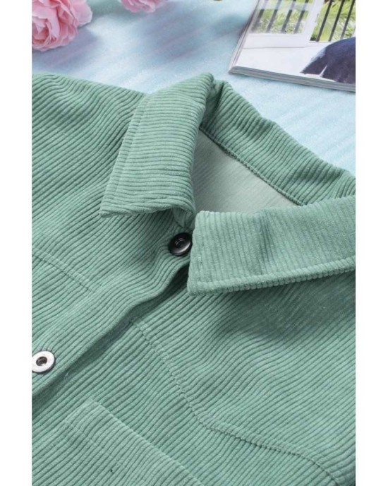 Green Pocket Buttons Corduroy Jacket - from category Jackets & Coats