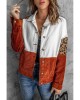 Leopard Color Block Buttons Corduroy Jacket - from category Jackets & Coats