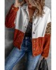 Leopard Color Block Buttons Corduroy Jacket - from category Jackets & Coats