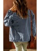 Plaid Turn Down Collar Buttoned Denim Jacket - from category Jackets & Coats