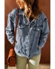 Plaid Turn Down Collar Buttoned Denim Jacket - from category Jackets & Coats