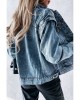 Plaid Turn Down Collar Buttoned Denim Jacket - from category Jackets & Coats