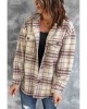 Pocketed Button-up Long Sleeve Plaid Jacket - from category Jackets & Coats