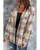 Pocketed Button-up Long Sleeve Plaid Jacket - from category Jackets & Coats