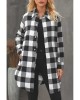 Black Turn-down Collar Plaid Shirt Coat - from category Jackets & Coats