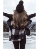 Black White Plaid Open Front Vest - from category Jackets & Coats