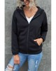 Black Zip-up Lace Trim Hooded Coat - from category Jackets & Coats