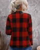 Plaid Long Sleeve Asymmetric Collar Open Front Coat 