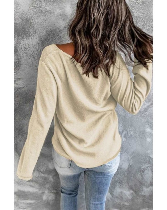 Crisscross Neck Ribbed Knit Top