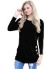 Buttoned Side Long Sleeve Spring Autumn Womens Top