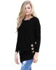 Buttoned Side Long Sleeve Spring Autumn Womens Top