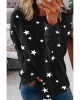 Give A Little Love Crew Neck Star Print Long Sleeve Top