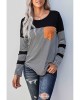 Black Pinstripe Patch Pocket Top - from category Long Sleeve Tops