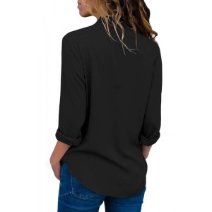 Black Wrap Front Long Sleeve Blouse - from category Long Sleeve Tops