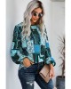 Blue Bohemian Floral Print Patchwork Top - from category Long Sleeve Tops