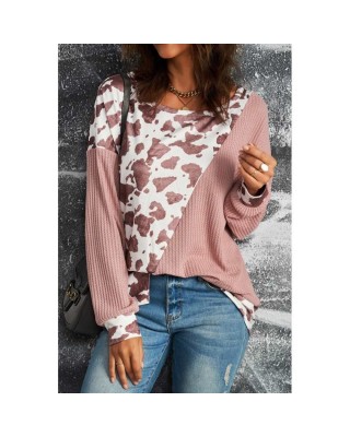 Brown Cow Contrast Asymmetrical Long Sleeve Top - from category Long Sleeve Tops