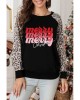 Christmas Letter Print Leopard Long Sleeve Shirt - from category Long Sleeve Tops