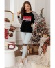 Christmas Letter Print Leopard Long Sleeve Shirt - from category Long Sleeve Tops