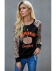 Halloween Leopard Pumpkin Print Long Sleeve Crew Neck Top - from category Long Sleeve Tops