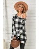 Plaid Kangaroo Pocket Long Sleeve Blouse - from category Long Sleeve Tops