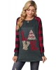 Red Plaid Christmas Print Long Sleeve Top - from category Long Sleeve Tops