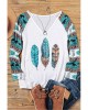 Western Aztec Geometric Feather Horse Blouse - from category Long Sleeve Tops