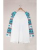 Western Aztec Geometric Feather Horse Blouse - from category Long Sleeve Tops