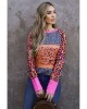 Western Tribal Print Patchwork Long Sleeves Top - from category Long Sleeve Tops