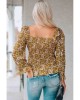 Yellow Square Neck Smocked Floral Top - from category Long Sleeve Tops