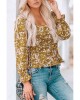 Yellow Square Neck Smocked Floral Top - from category Long Sleeve Tops