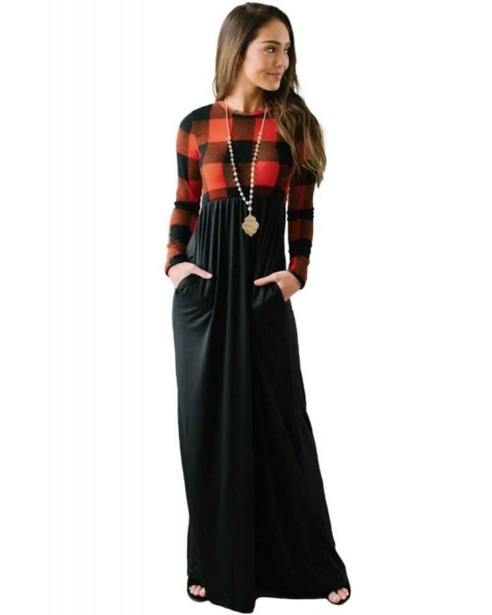 Buffalo Print Top Long Maxi Dress