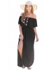 Black Flounce Off Shoulder Maxi Jersey Dress