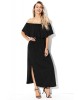 Black Flounce Off Shoulder Maxi Jersey Dress