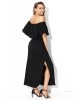 Black Flounce Off Shoulder Maxi Jersey Dress